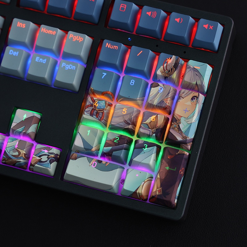 Shenhe Keycap Cherry Profile Genshin Impact Anime PBT Dye Sub Bàn phím cơ học truyền ánh sáng Keycap
