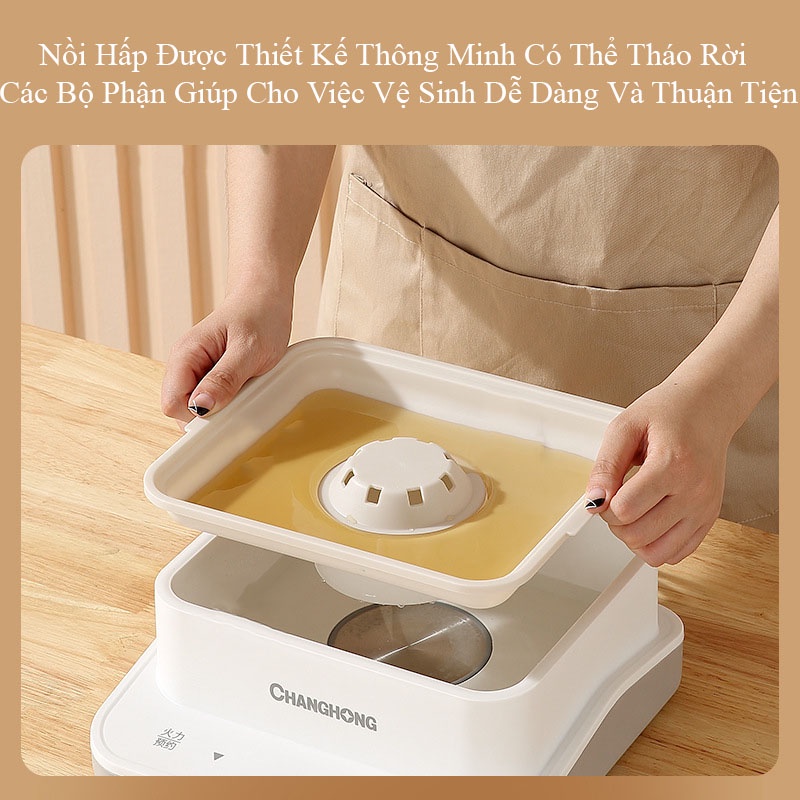 Nồi Hấp Điện 3 Tầng CHANGHONG Thông Minh Đa Năng Công Suất 800W Có Chế Độ Hẹn Giờ Với 8 Chế Độ Làm Nóng Khác Nhau