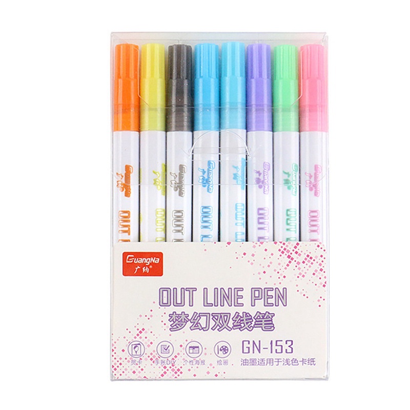 Set 8 Bút Hai Đầu Hỗ Trợ Vẽ Và Viết Chữ