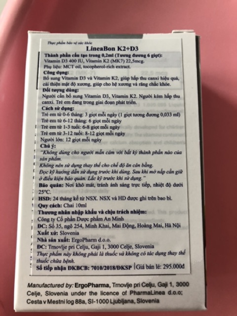 Vitamin D3 + K2 lineaBon (có tặng kèm quà cho bé) | Thế Giới Skin Care
