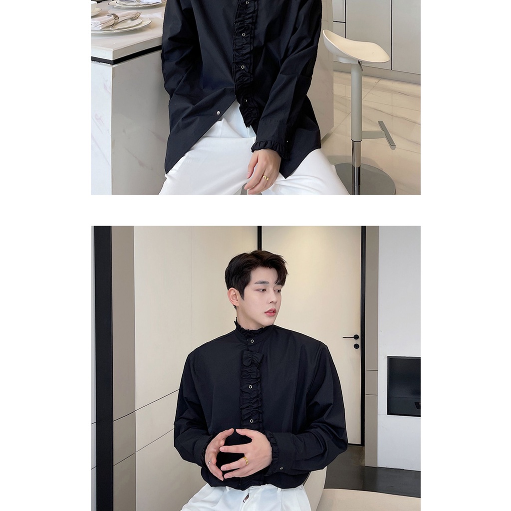 Áo Sơ Mi Nam Cổ Đứng Cột Dây Thời Trang Xuân 2022