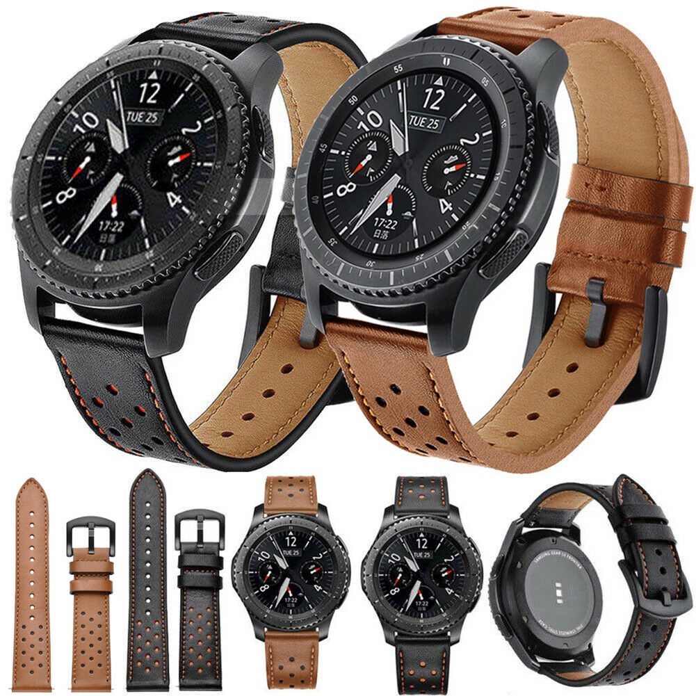 Dây Đeo Bằng Da 22MM 20MM Cho Đồng Hồ Samsung Galaxy Watch 4 Watch4 Classic Gear S3 Frontier
