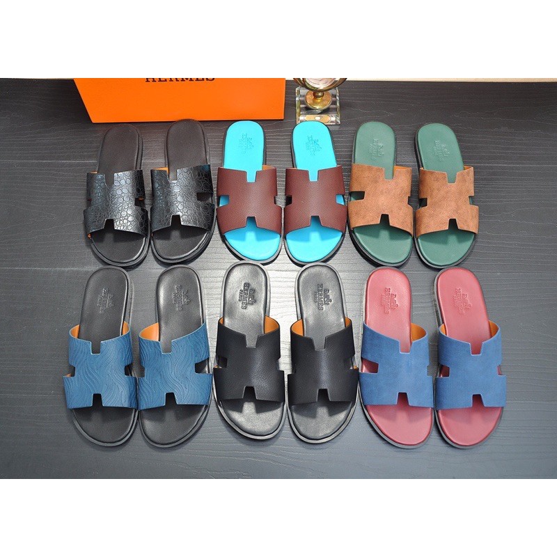 Dép thời trang cho nam da thật cao cấp thương hiệu Hermes HM