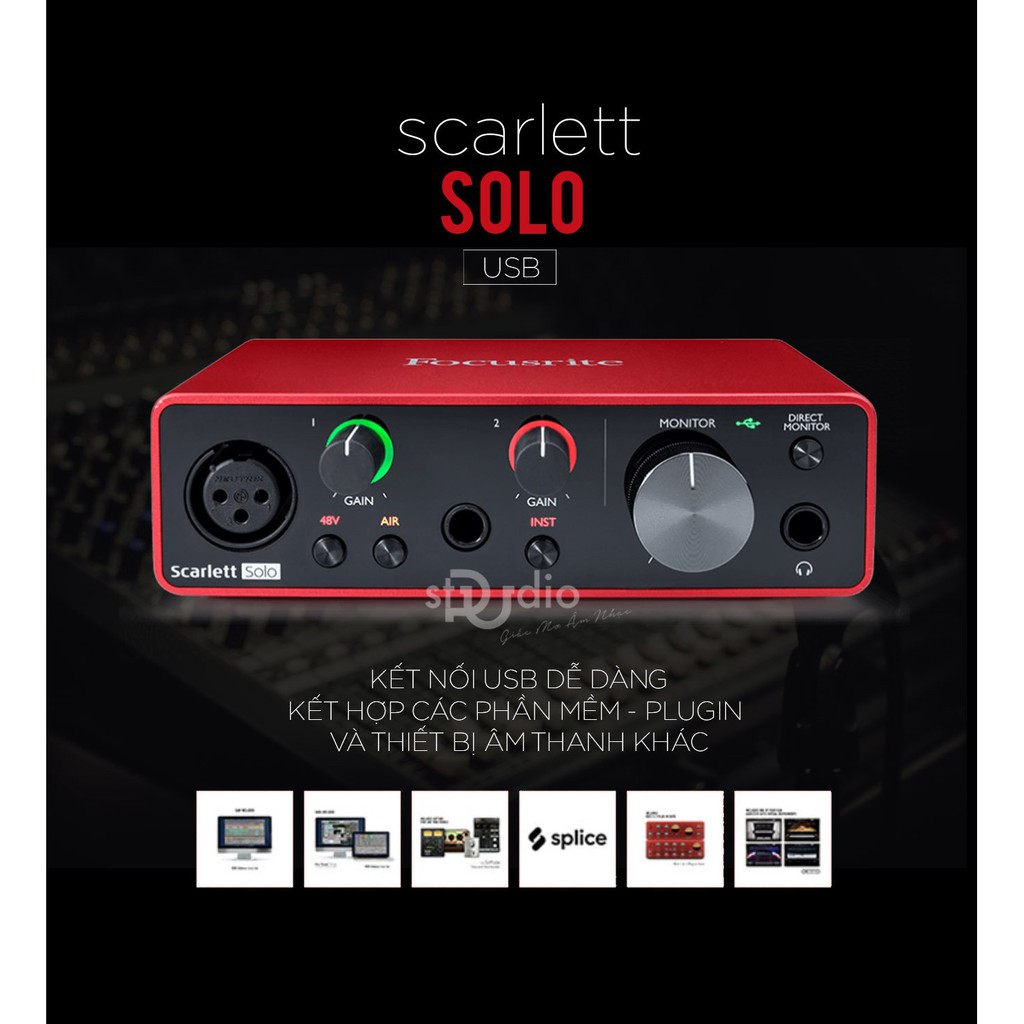 Bộ thu âm Focusrite Scarlett Solo (Gen 3) Micro thu âm Takstar PC-K320 - BẢO HÀNH 1 đổi 1 trong 12 tháng