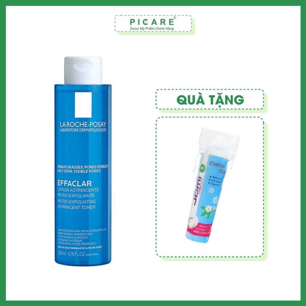 [CHÍNH HÃNG] La Roche Posay Nước Cân Bằng Da Dành Cho Da Nhờn Mụn Effaclar Toner 200ml tặng bông tẩy trang