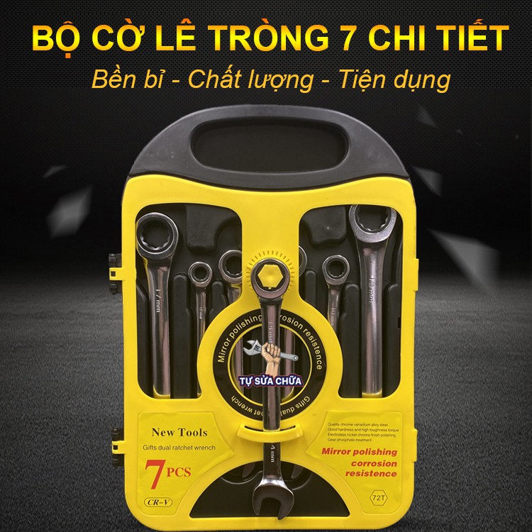 Bộ Cờ Lê Đa Năng Đầu Mở, Đầu Tròng Tự Động 7 Chi Tiết Từ 8-19mm NEW TOOLS Chất Liệu Cao Cấp