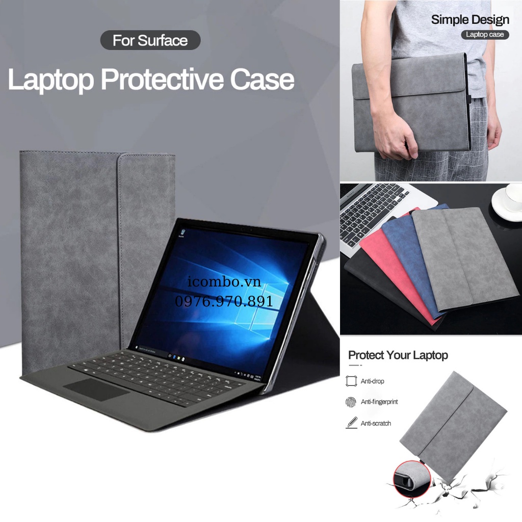 (FREE SHIP) Bao da Surface Pro 4,Pro 5,Pro 6 , Pro 7 cao cấp. Ốp surface pro thời trang, chống va đập cho máy