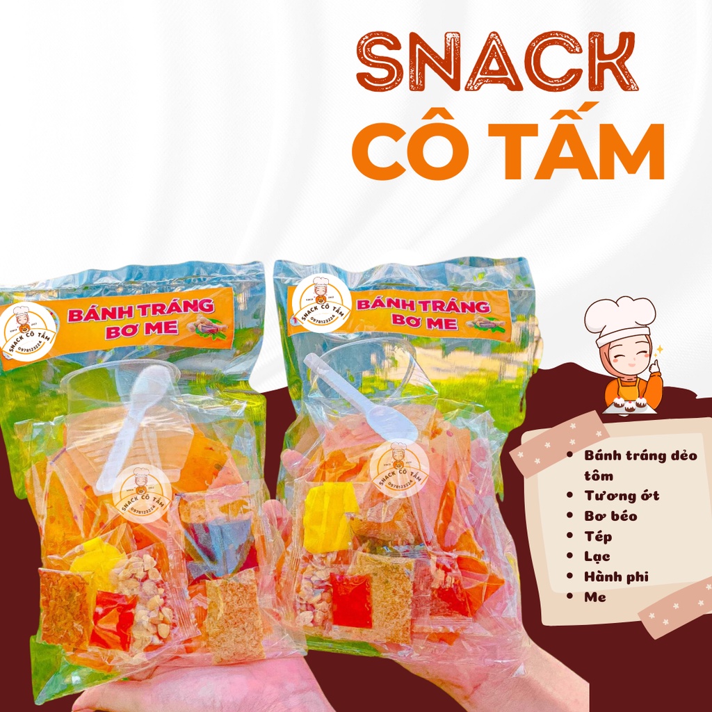 Bánh tráng chấm me bơ 6 vị ngon đậm đà Bánh tráng dẻo tôm full topping ngon nhất Hà Nội/Snack Cô Tấm