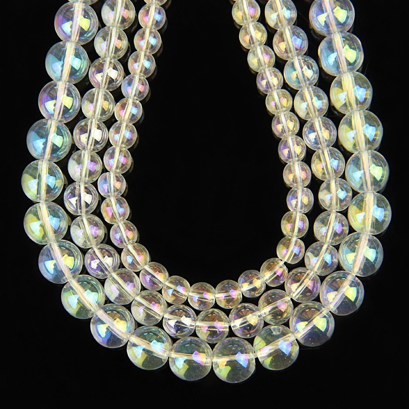 HANDMADE Chuỗi Hạt Thủy Tinh Nhiều Màu Kích Cỡ 4 / 6 / 8 / 10 / 12mm Dùng Làm Đồ Trang Sức Thủ Công