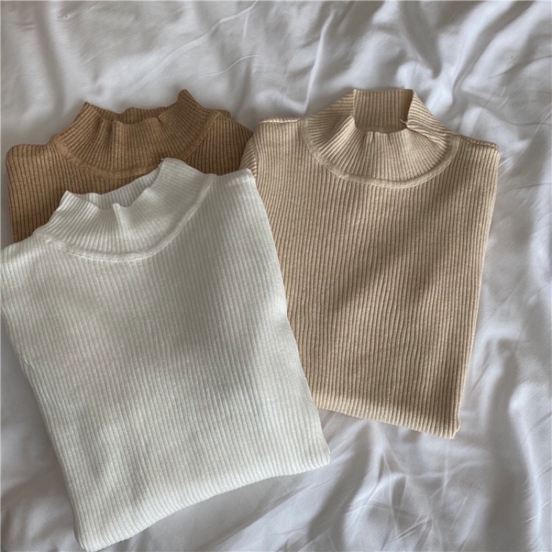 [FREESHIP] Áo len mịn cổ 3p QC màu đỏ đen be trắng NÀNG CLOSET