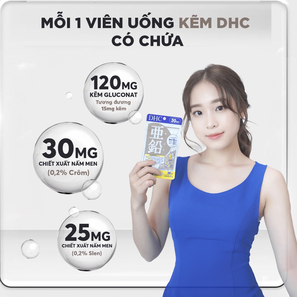 Viên uống bổ sung kẽm DHC Zinc Nhật Bản 15/30/60 ngày