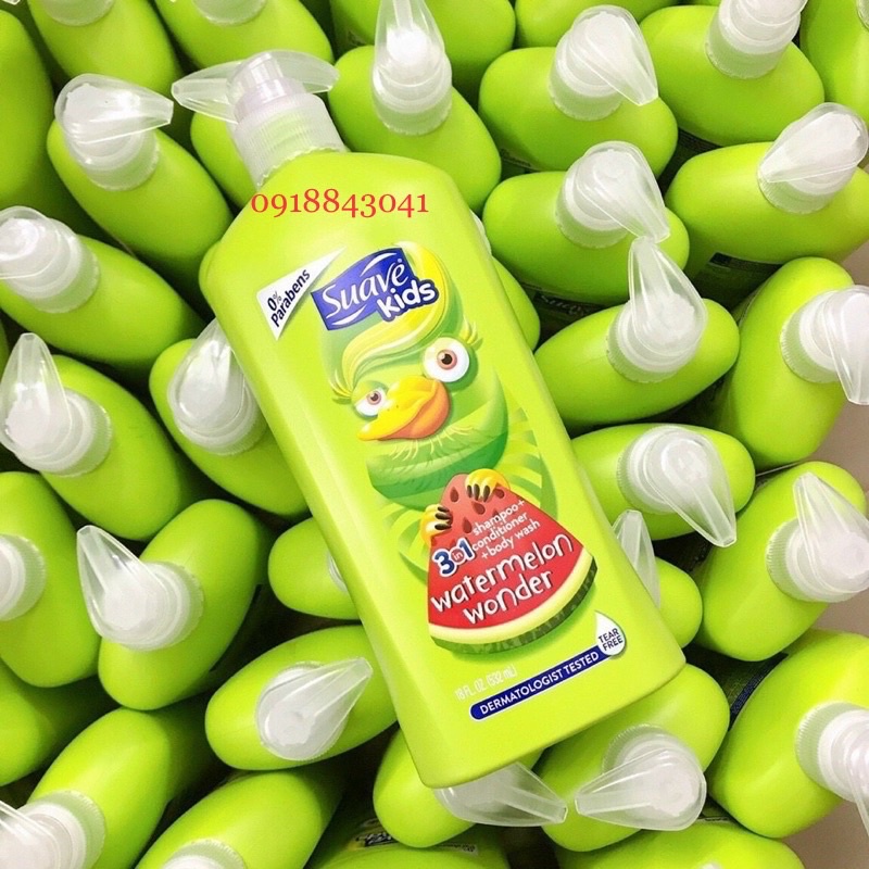 [Chai 532 | 1180ml] Sữa tắm gội xả Suave Kids 3in1 cho bé của Mỹ