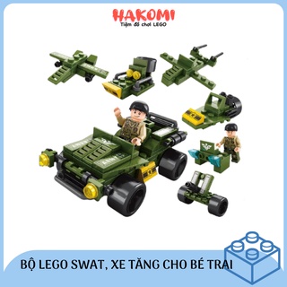 Bộ Đồ Chơi Lego Xe Tăng, Swat Quân Sự - Mô Hình Lắp Ráp Phát Triển Tư Duy Cho Bé Trai 150 Chi Tiết
