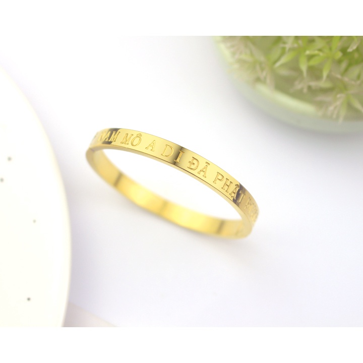 Vòng Tay Phong Thủy Khắc Chữ Nam Mô A Di Đà Phật - Vòng tròn bình an - Beben shop