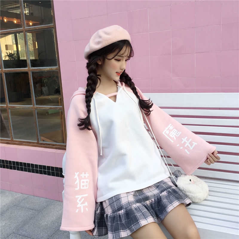 Áo Khoác Hoodie Tai Mèo Dễ Thương