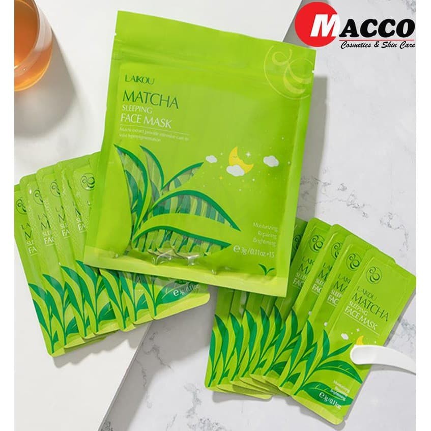 Bịch 15 Miếng Mặt Nạ Ngủ Trà Xanh Matcha Mud Mask Laikou | BigBuy360 - bigbuy360.vn