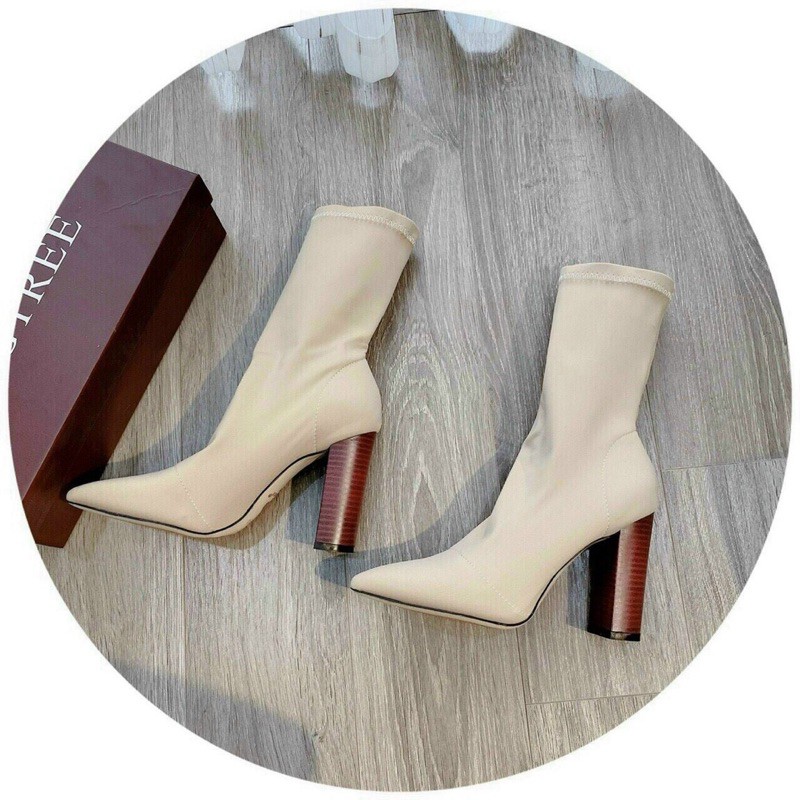 Boot ôm sát cổ chân gót 7cm sang chảnh fullbox