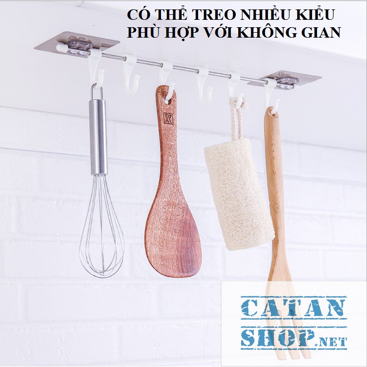 NPP12 -  Thanh treo đồ inox dán tường,tủ quần áo, nhà bếp, có 6 móc chịu lực tiết kiệm diện tích GD263-MTSC-ThanhINOX