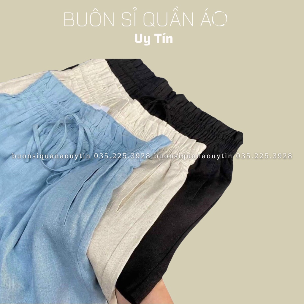 Quần short nữ cạp bèo vải đũi 3 màu 626