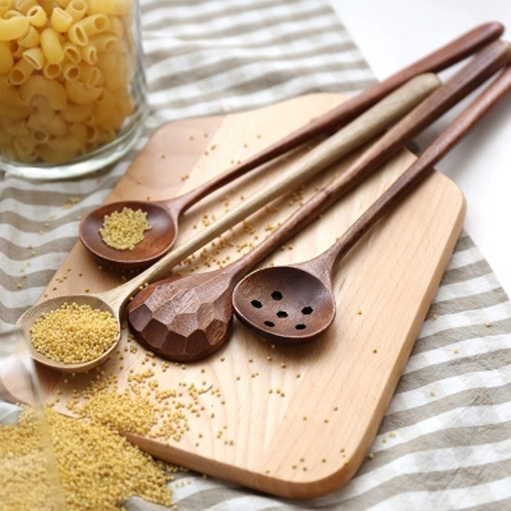 Muỗng Múc Canh Cán Dài Bằng Gỗ Phong Cách Nhật Bản