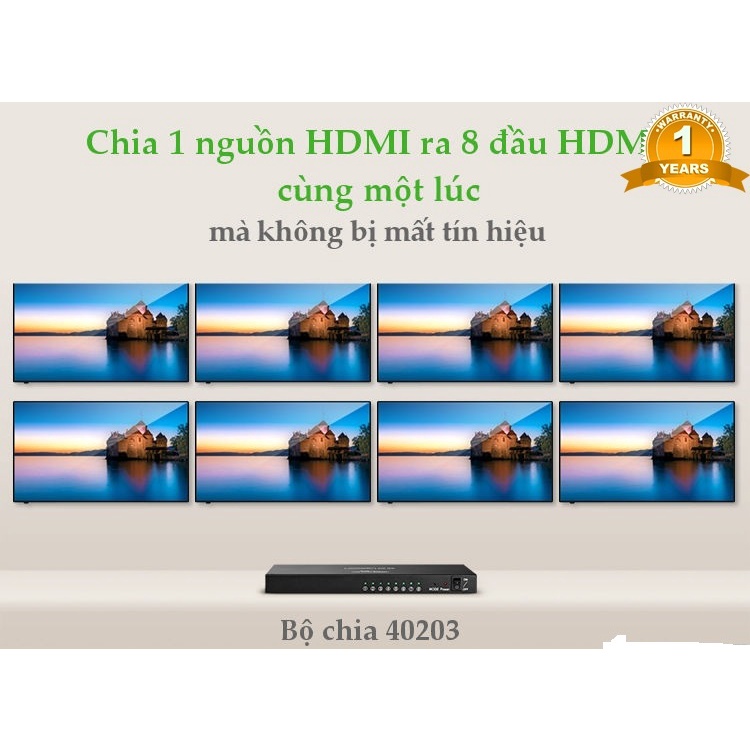Bộ Chia HDMI 1 ra 8 Cổng Cao Cấp Ugreen 40203 - Hàng chính hãng