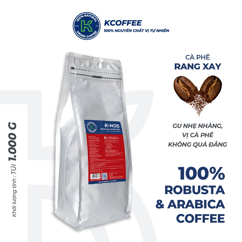 Cà phê nguyên chất xuất khẩu KHO5 1000g thương hiệu K COFFEE