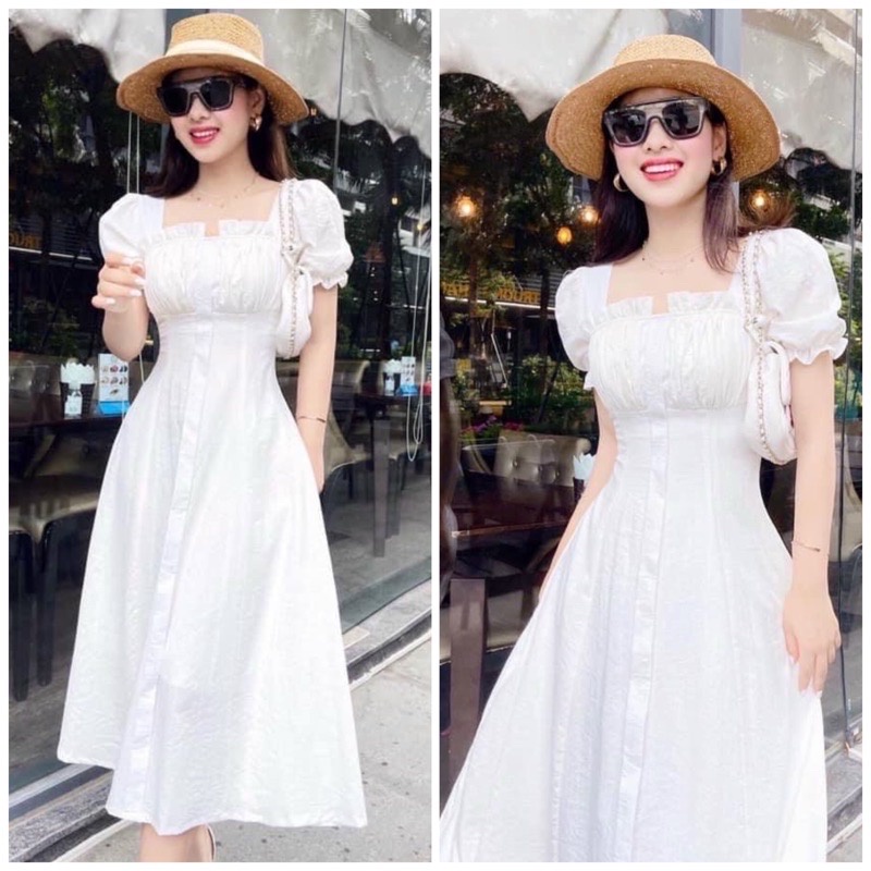 Đầm Váy Cổ Trụ Cột Eo (kèm hình thật)