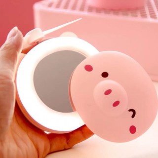 Quạt Mini Cầm Tay Kèm Gương Và Đèn Trang Điểm Make Up [ Yêu Thích]