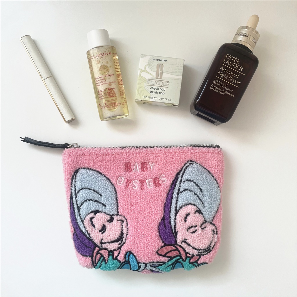 Túi Vải Bông Đựng Điện Thoại / Mỹ Phẩm Thêu Hoạt Hình Oyster Kiểu Nhật Bản Dễ Thương