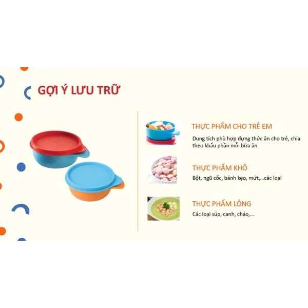 Hộp tô cho bé ăn dặm bảo quản thực phẩm kín khí kín nước Feeding Bowl 240ml chính hãng Tupperware bảo hành trọn đời