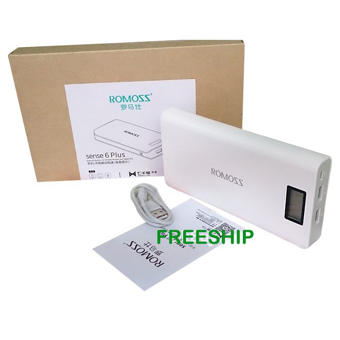 Pin dự phòng Romoss Sense 6 Plus 20000mAh (LCD) - BH 1 năm  - chuyensiphukien1