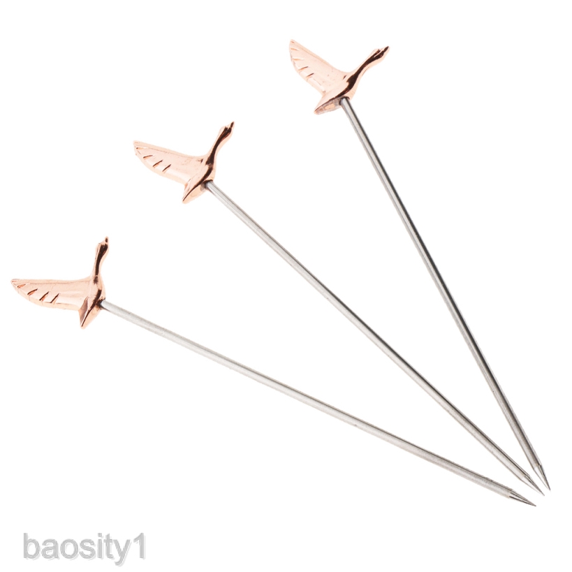 [BAOSITY1] 3PCS Stainless Steel Cocktail Picks Martini Fruit Stick For Party