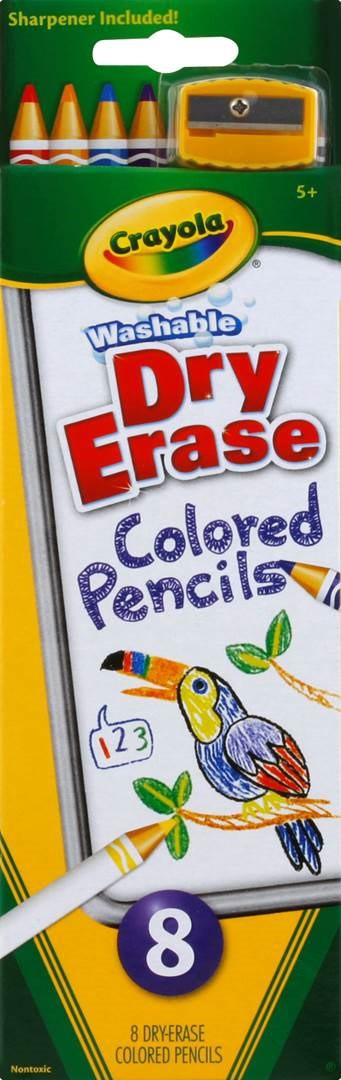 HỘP 8 BÚT CHÌ MÀU CRAYOLA WASHABLE DRY ERASE COLORED PENCILS LAU RỬA KHÔ