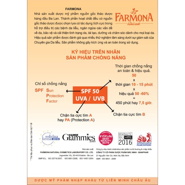 Siêu Cấp Chính Hãng ✅ Kem Chống Nắng Không Chứa Dầu Farmona Sun Face Cream SPF50 Oil Free