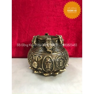 Bồn tụ bảo cóc đế sen bằng đồng giả cổ - Bồn tụ bảo phong thủy - Hũ Cóc Tài Lộc