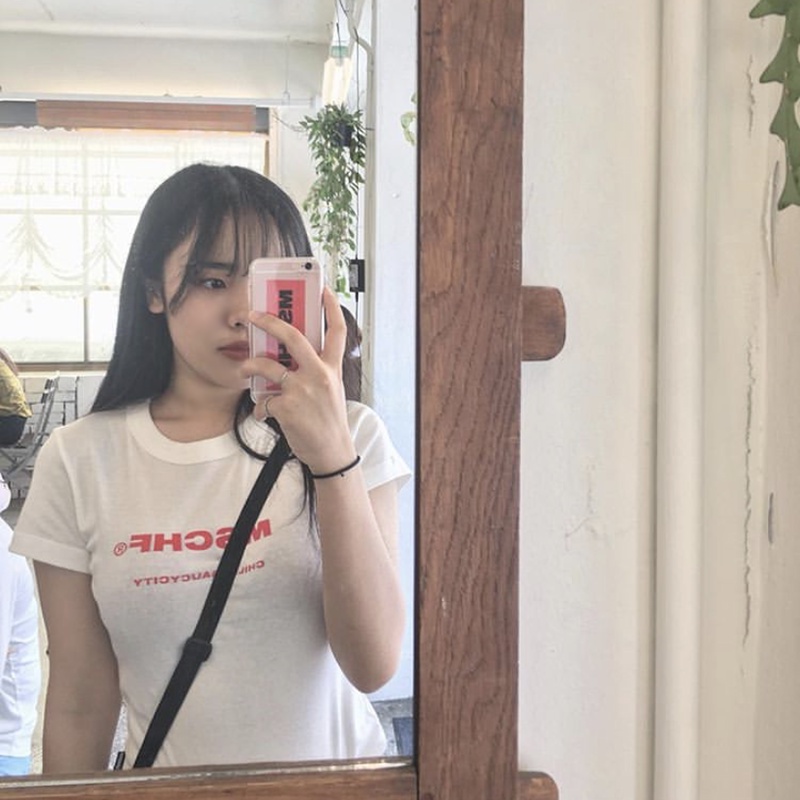 DUNEA Áo Thun Nữ Ngắn Tay In Chữ MSCHF Thời Trang