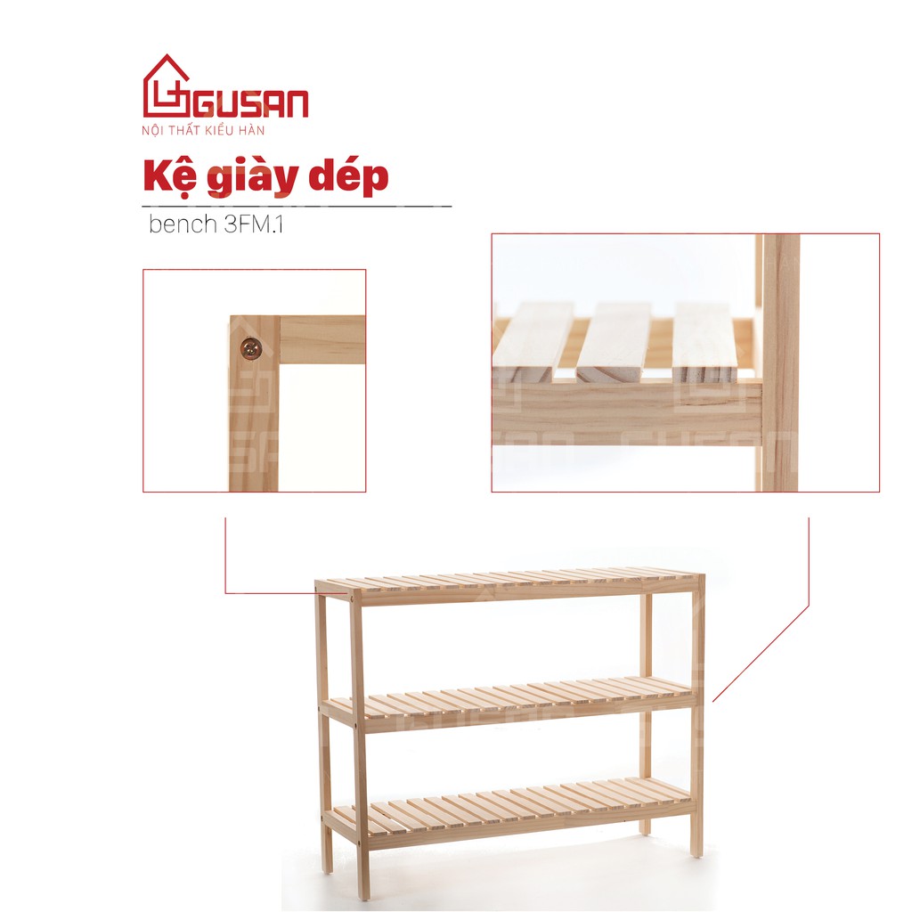 Kệ để đồ 3 tầng đa năng bằng gỗ GUSAN C03 Đa Năng Nội Thất Kiểu Hàn Dài 80cm