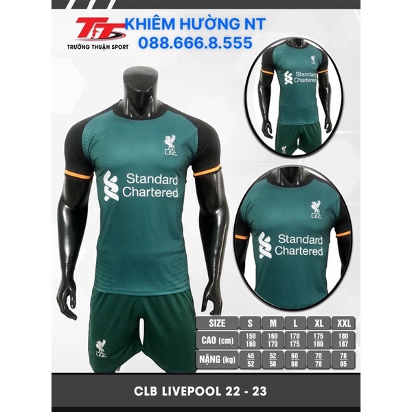 Áo Bóng Đá CLB Liverpool Xanh Rêu Sân Khách,Sân Nhà Mẫu Mới Nhất 2021-2022