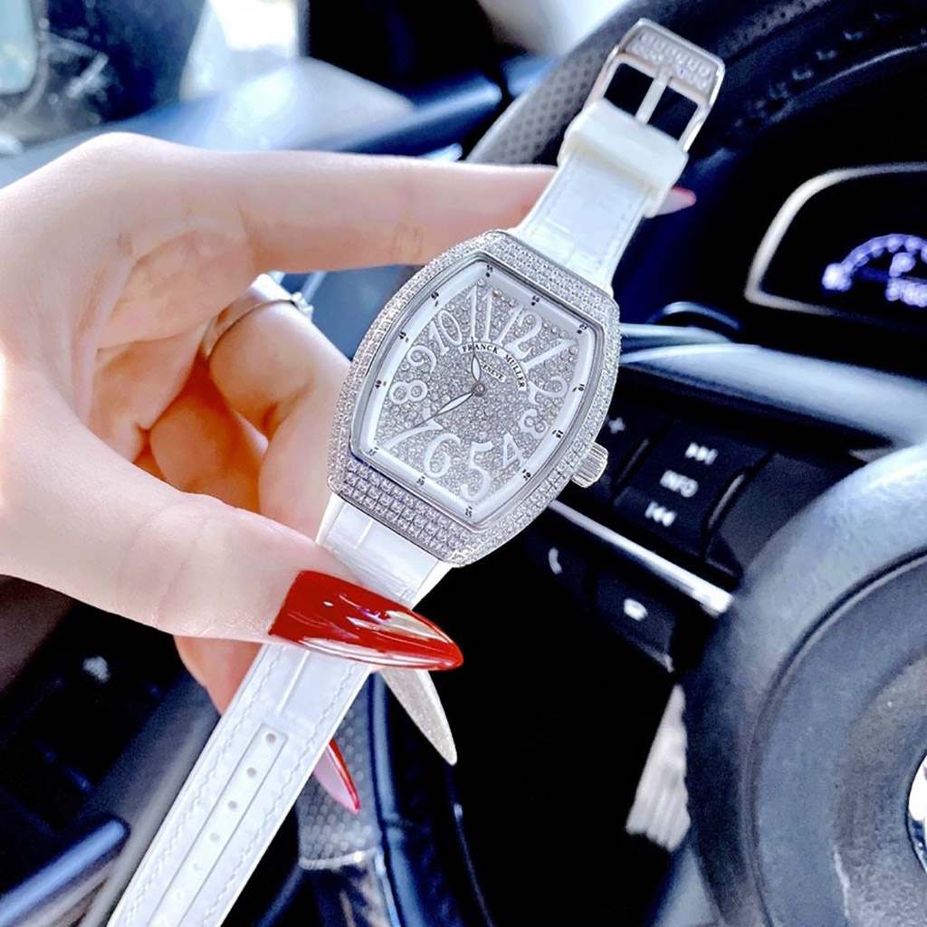 Đồng hồ nữ Franck muller đeo tay mặt vuông đính đá thời trang hàng cao cấp chống nước bảo hành 12 tháng