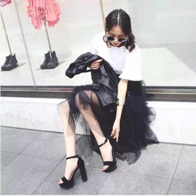 Giày cao gót 11cm đế đúp quai ngang bít gót (có ảnh thật)