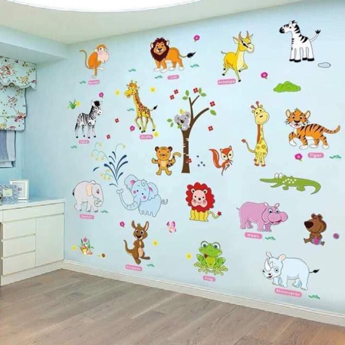 20 Mẫu Combo 2 Decal Dán Tường Động Vật Cho Bé