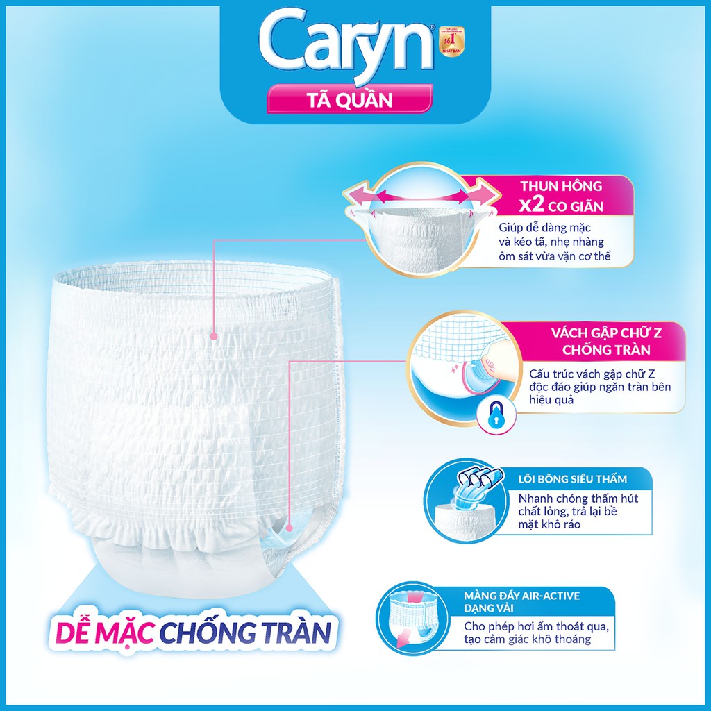 Tã Quần Người Lớn Caryn Mỏng Nhẹ Chống Tràn Size L 14 Miếng Dành Cho Người Già Có Thể Tự Đi Lại Được