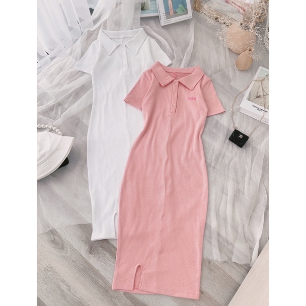 Váy body trắng hồng in chữ(Chuyên sỉ )