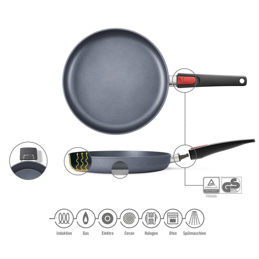 Chảo chống dính bếp từ WOLL Eco Lite Fry Pan 5 lớp 3 size 20 cm - 24 cm - 28 cm