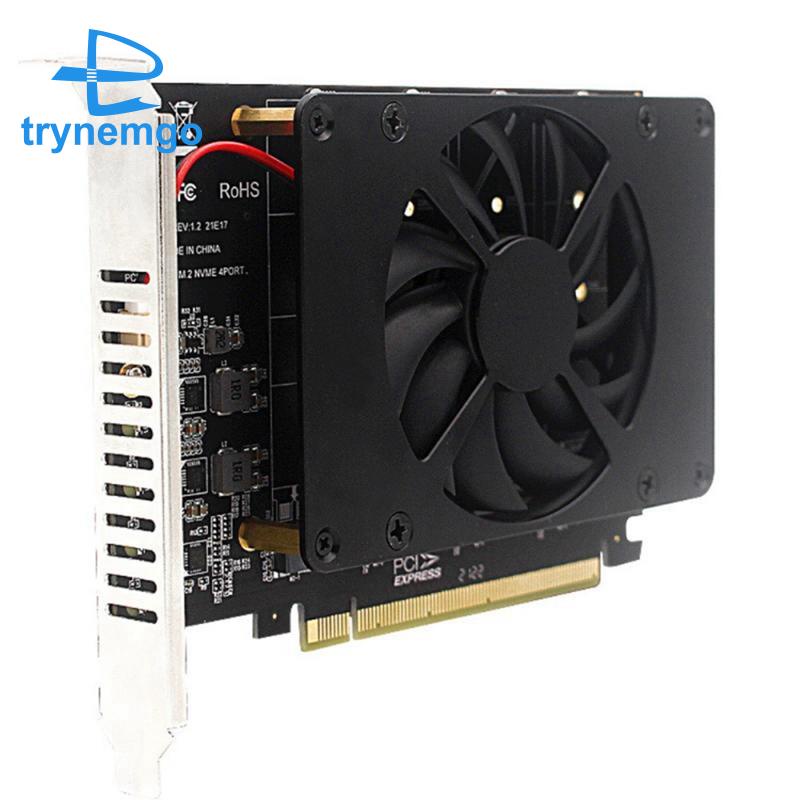 Card Mở Rộng PCI-E X16 NVME M.2 MKEY SSD RAID Array PCI-E Kèm Quạt Tản Nhiệt