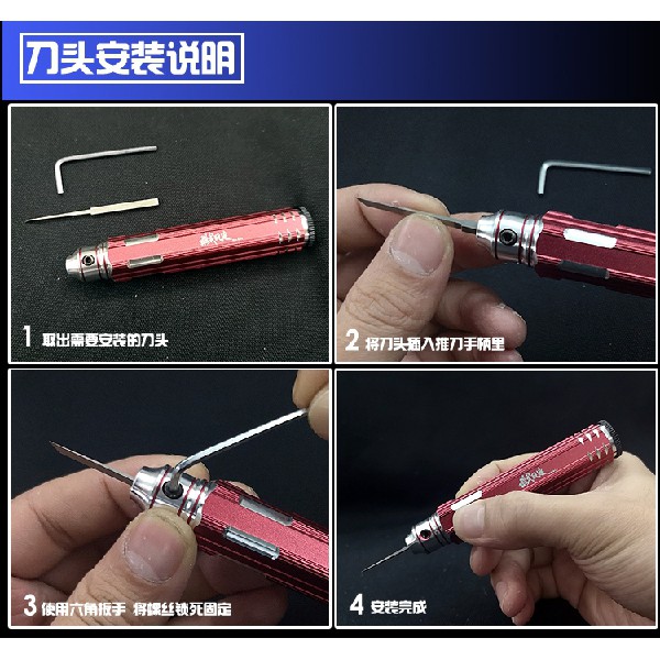 Dụng cụ mô hình hobby tool MS012 bộ chisel detail engraved line đầy đủ mũi và cán