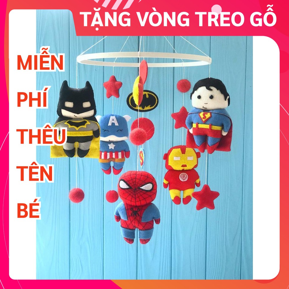 [TẶNG BẢNG TÊN BÉ & VÒNG TREO] Đồ chơi treo nôi cho bé kích thích thị giác CoCo Kids, có nhạc tự xoay SIÊU NHÂN