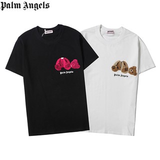 Áo Thun Cotton Ngắn Tay Thêu Chữ Palm Angels Thời Trang Cho Nam Nữ