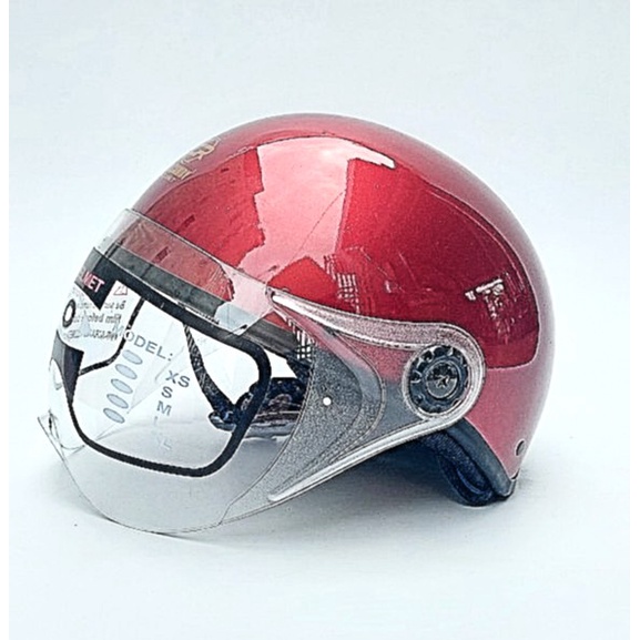 Mũ bảo hiểm nửa đầu có kính TOTAL an toàn, thời trang, nhiều màu cá tính, Freesize  - bh 12 tháng