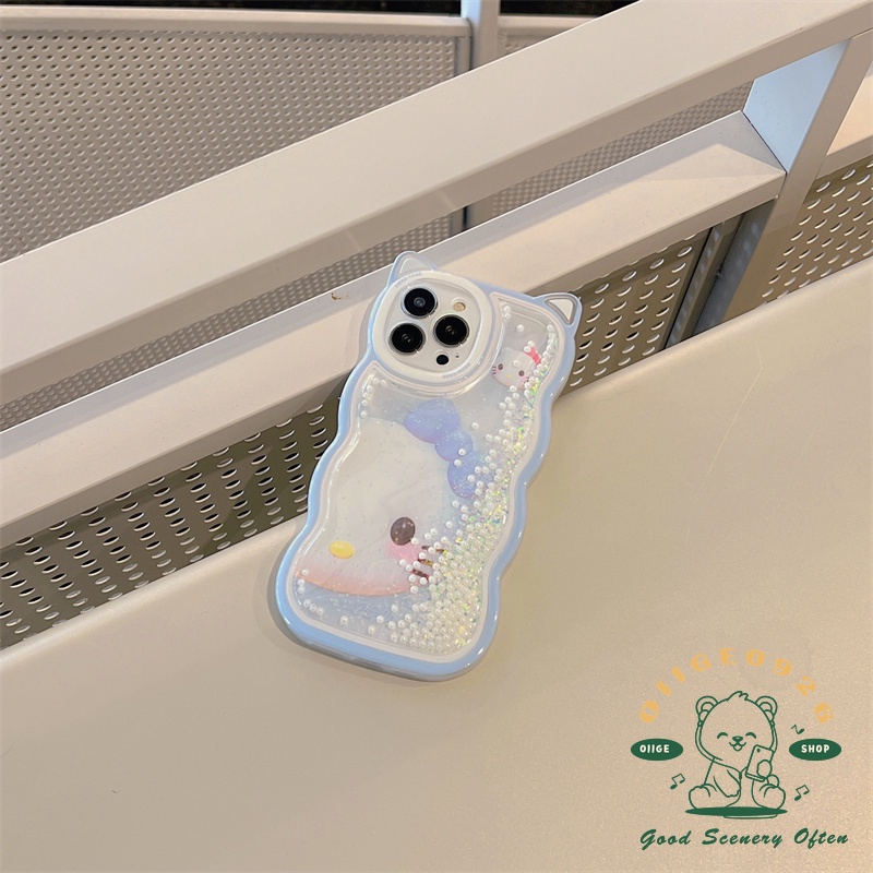 Ốp Điện Thoại TPU Hình Tai Mèo Có Nước Kim Tuyến Cho Iphone 13 12 / 11 Pro Max / Xs Max Xr X hello kitty